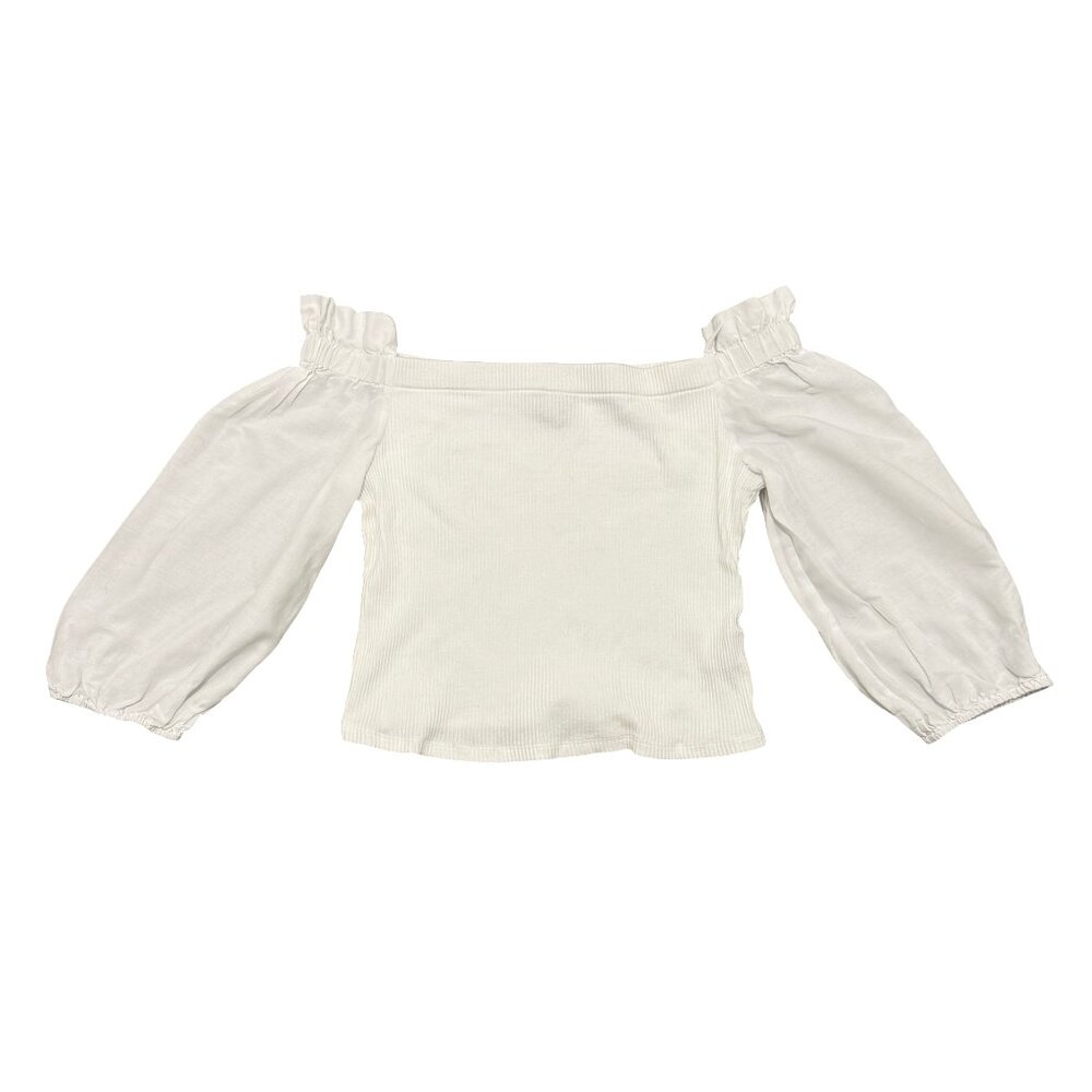 White Off-The-Shoulder Puff Sleeve Top